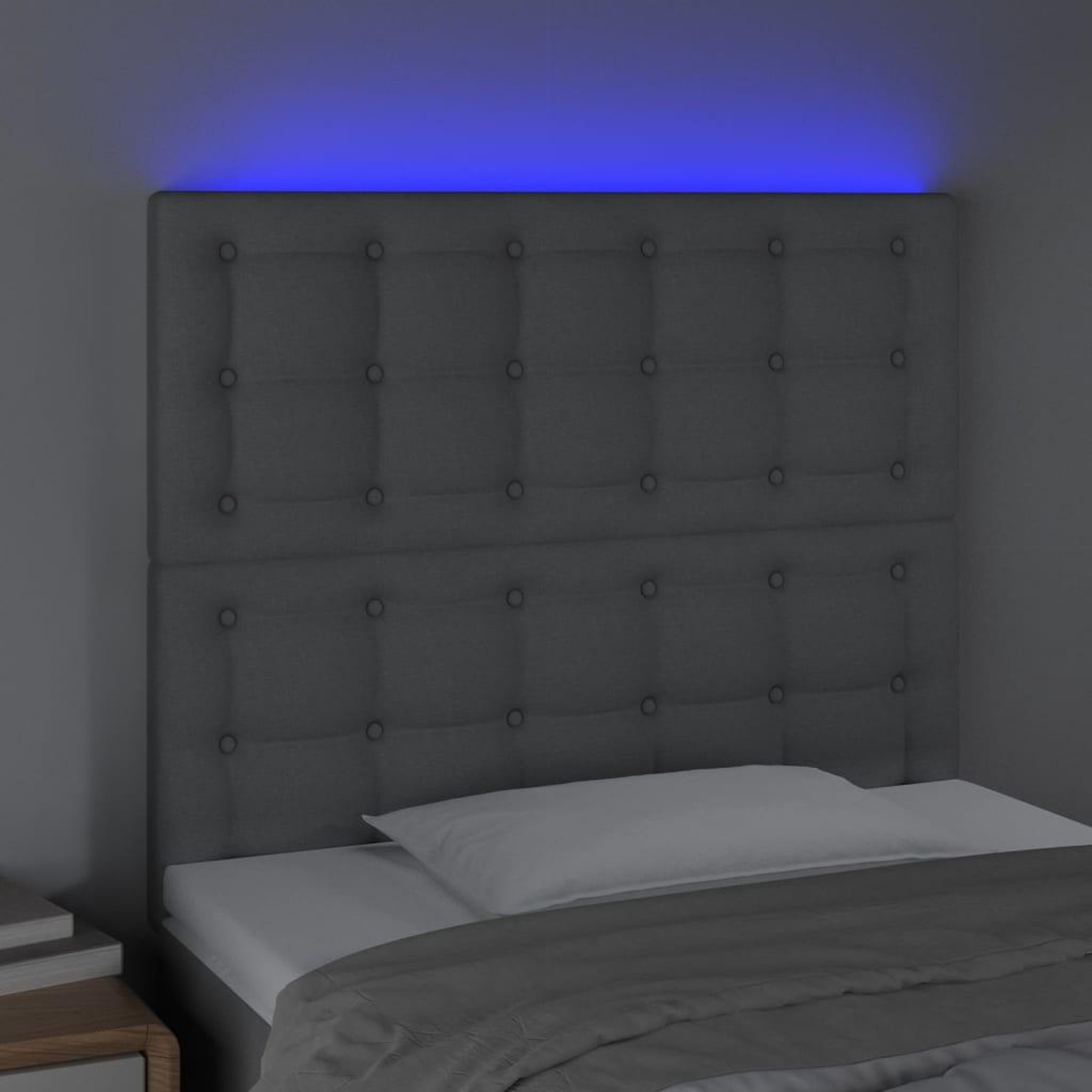 Voir la diapositive 3 : VIDAXL Tete de lit a LED Gris clair 90x5x118/128 cm Tissu