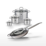 ELO Lot de 4 Faitouts Elo Relief Solution et 2 Poêles en Inox