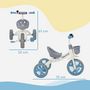 Voir la diapositive 3 : HOMCOM Tricycle enfant multi-équipé garde-boue avant sonnette pédales antidérapantes selle avec dossier bleu blanc gris