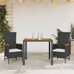 VIDAXL Ensemble a manger de jardin avec coussins 3 pcs Noir
