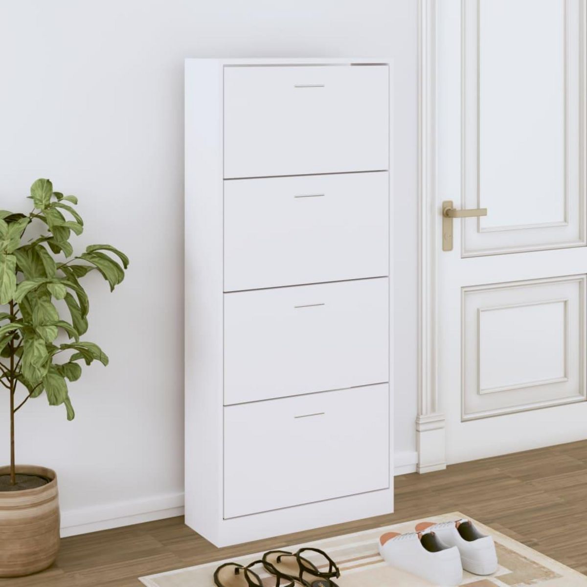 VIDAXL Armoire a chaussures Blanc 63x24x147 cm Bois d'ingenierie