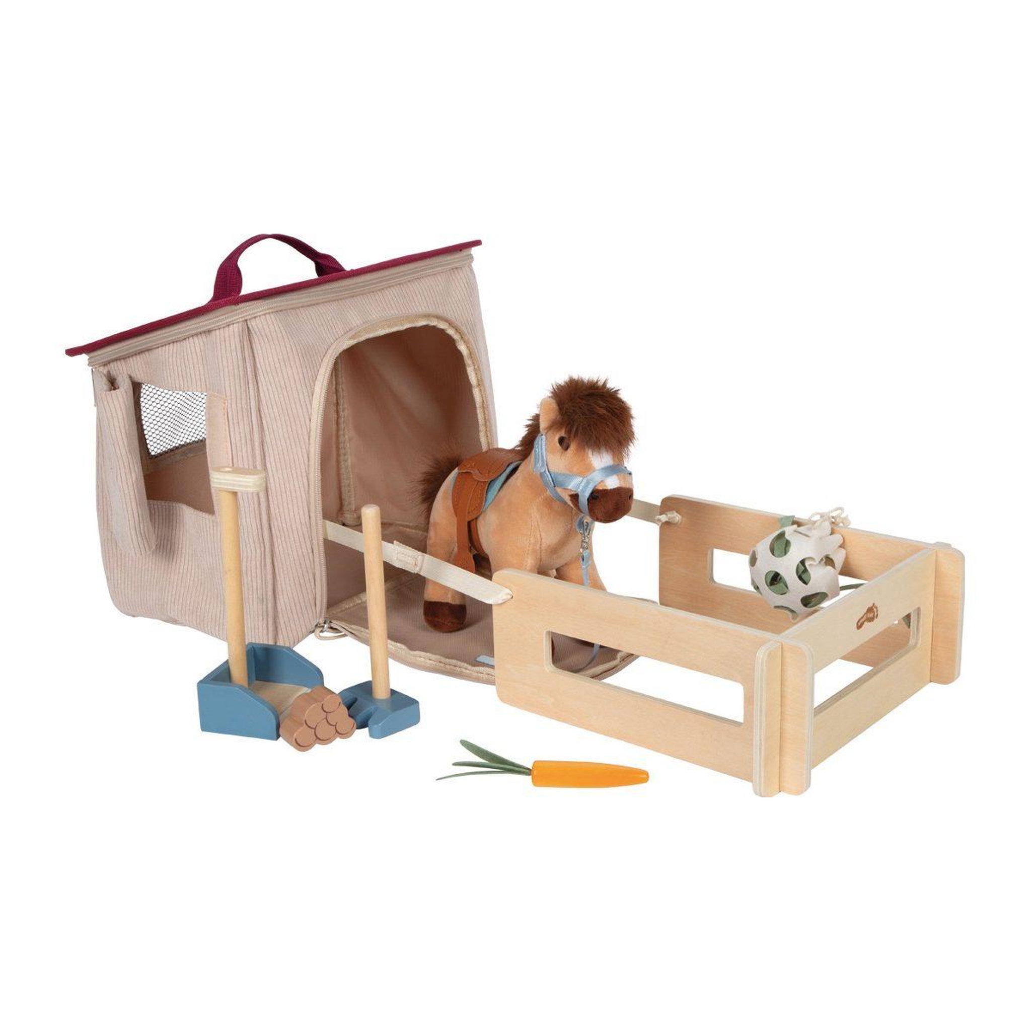 Voir la diapositive 2 : SMALLFOOT Set de jeu Cheval avec ecurie et accessoires dans un sac