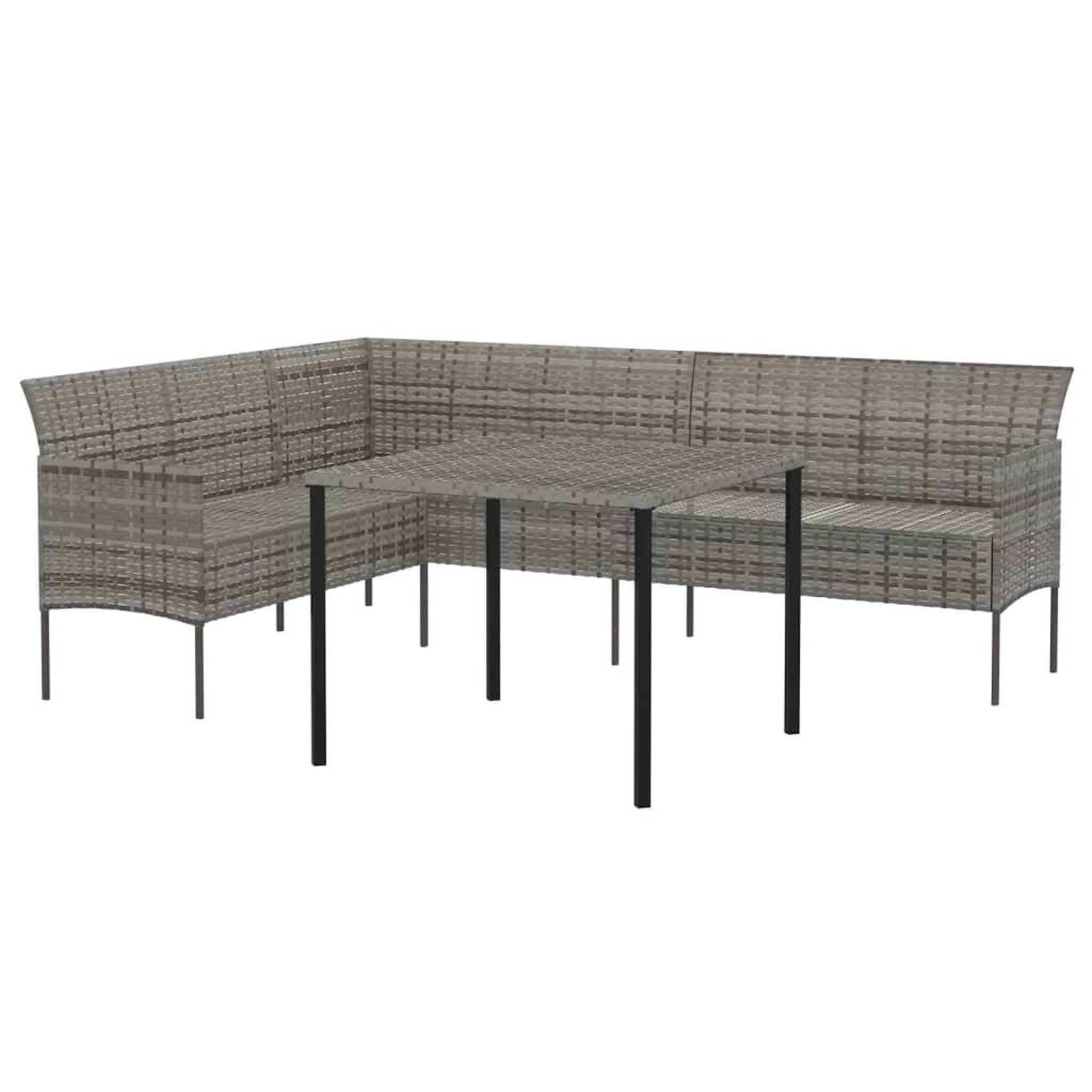 Voir la diapositive 4 : VIDAXL Ensemble a manger de jardin et coussins 2 pcs gris rotin