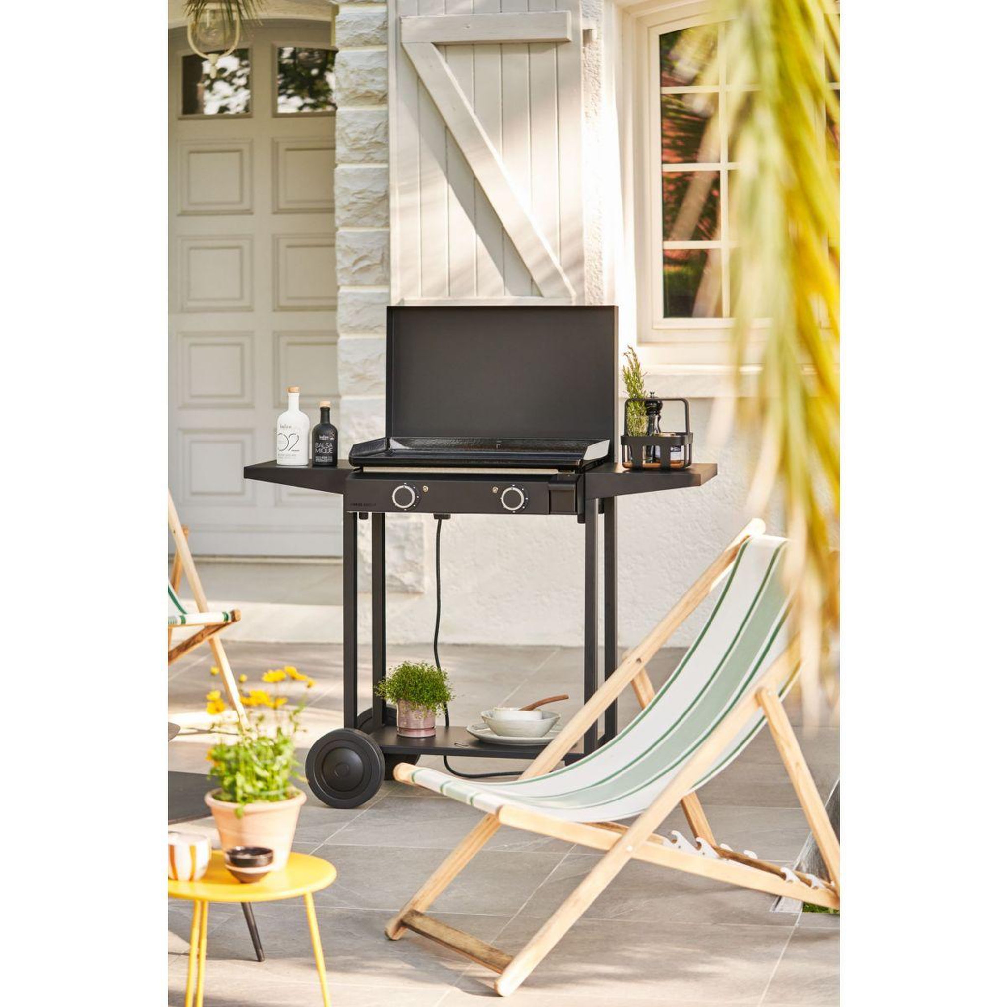 Voir la diapositive 2 : FORGE ADOUR Plancha électrique ACIER BASE 60A noir 2 brûleurs à poser, 57.5x37.9 cm