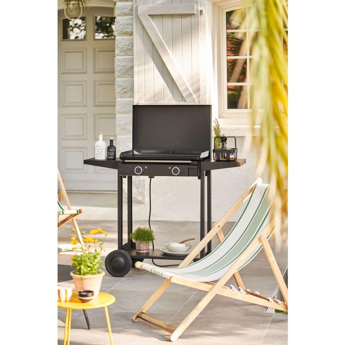 FORGE ADOUR Plancha électrique ACIER BASE 60A noir 2 brûleurs à poser, 57.5x37.9 cm