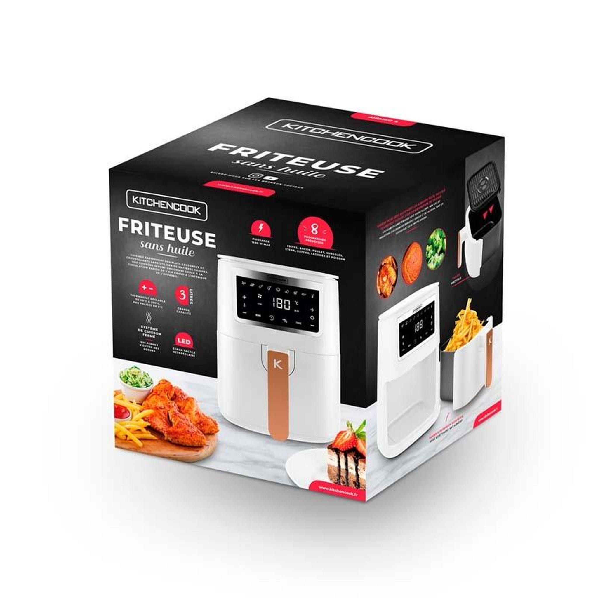 Voir la diapositive 5 : KITCHENCOOK Kitchencook - Airmed4 - Blanc - Friteuse Sans Huile - 4 L - 1400 W