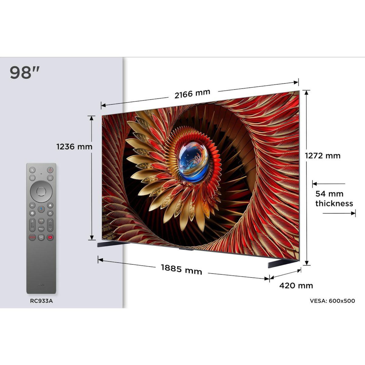 TCL TV Mini Led 98C89K 2025-98 pouces (248cm)