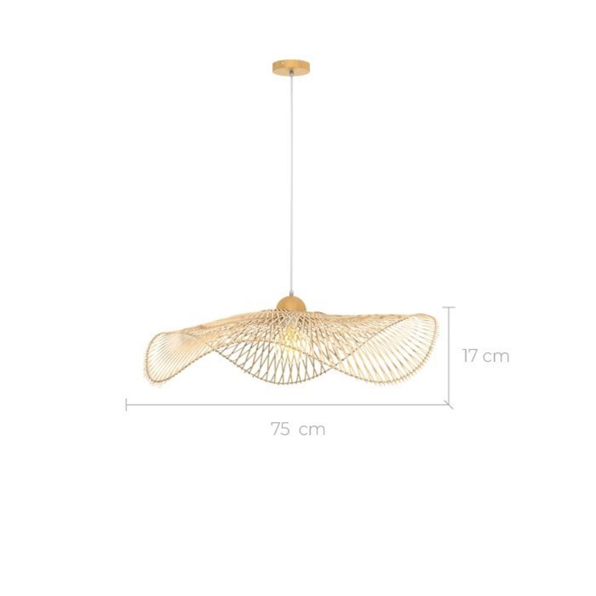 Rendez vous déco Suspension D75 cm en bambou avec fil noir - Jipi