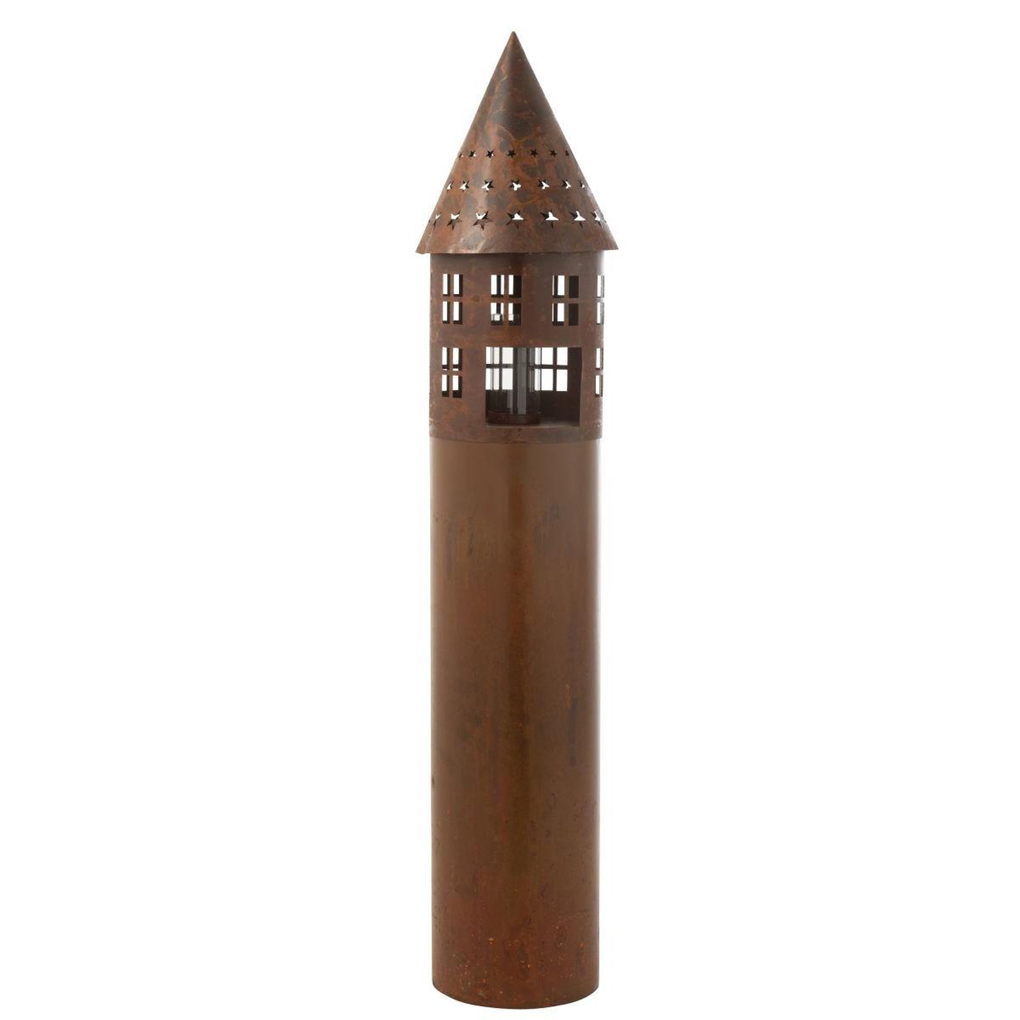 Voir la diapositive 4 : J-LINE Photophore Déco en Métal  Étoile  135cm Rouille