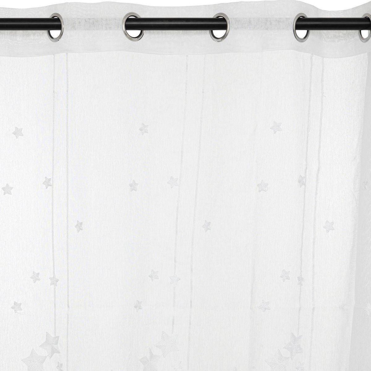 ATMOSPHERA Voilage brodé étoiles - 140 x 240 cm - Blanc