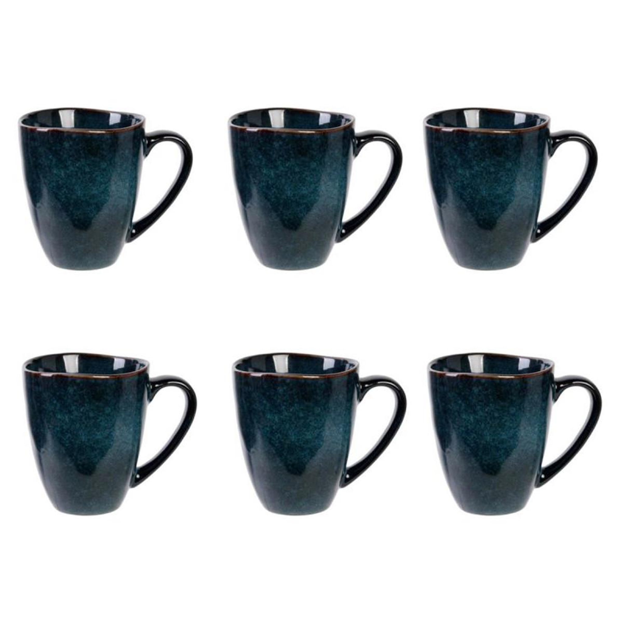 The Home Deco Factory Lot de 6 mugs  au grès du temps  12cm bleu
