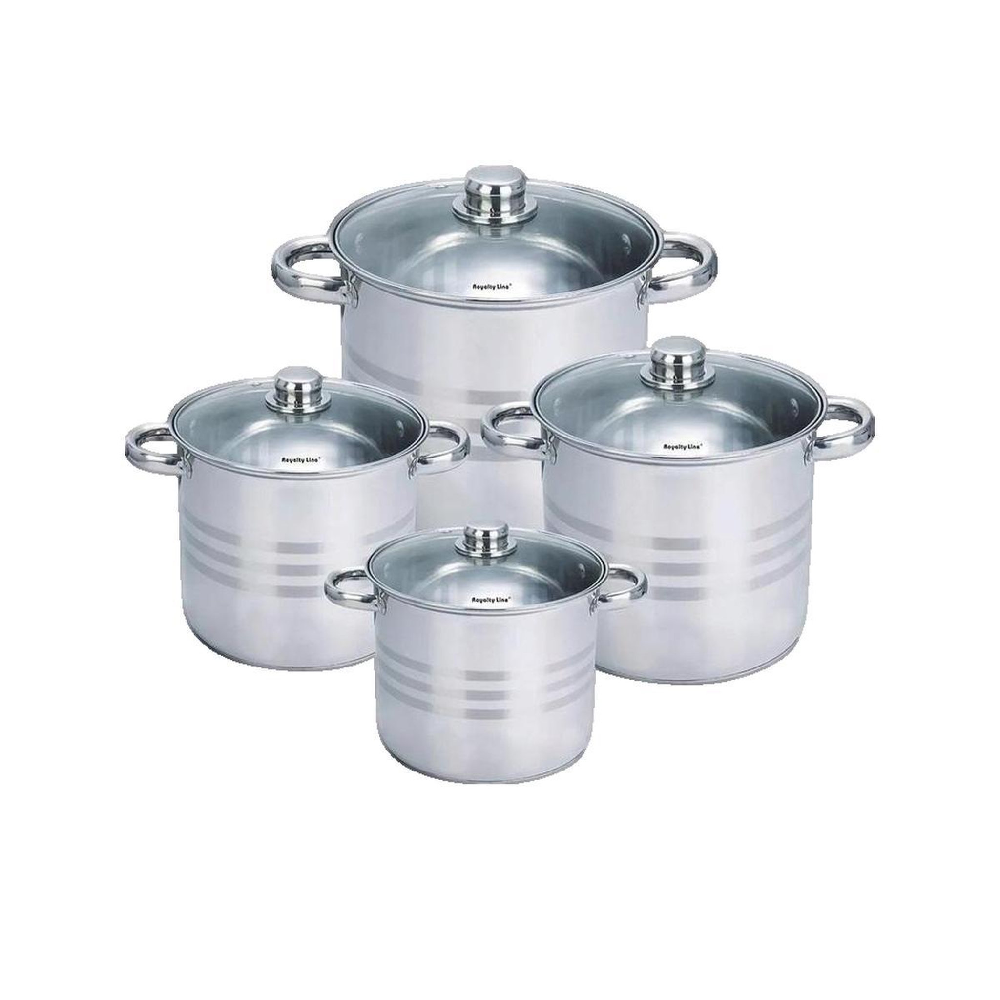 Royalty Line Batterie de cuisine Royalty 8 casseroles en acier inoxydable finition chromée