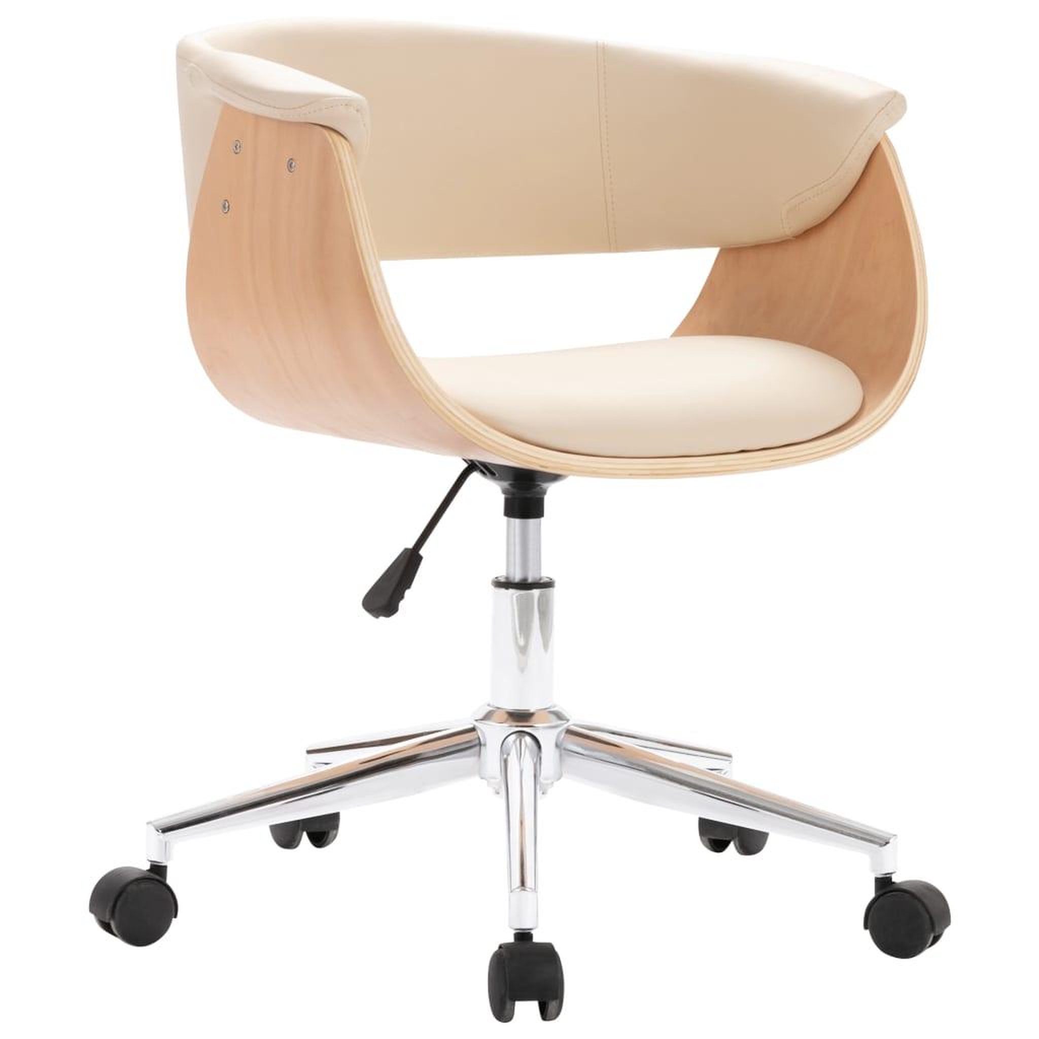 Voir la diapositive 2 : VIDAXL Chaise pivotante a manger Creme Bois courbe et Similicuir