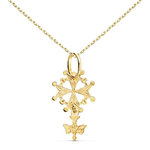 L'ATELIER D'AZUR Collier - Médaille Croix Huguenote Or 18 Carats 750/000 Jaune - Chaine Dorée