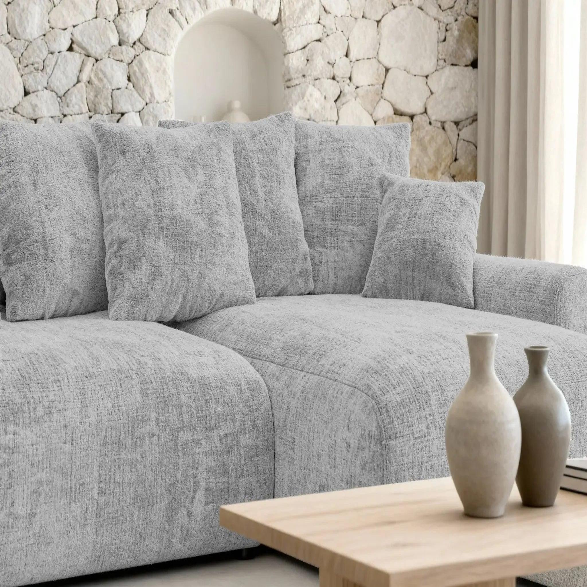 Voir la diapositive 4 : CASANOVA PARIS Oli - canapé d'angle convertible tissu chenille 4 places