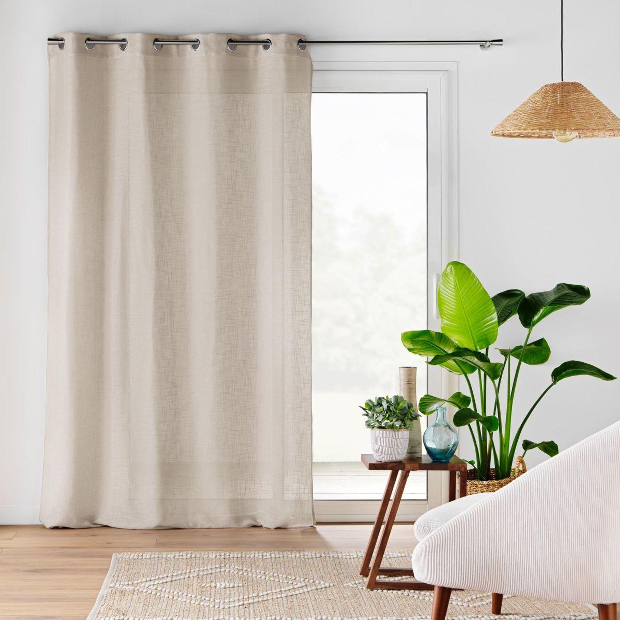 Voir la diapositive 5 : Douceur d'Intérieur Rideau voilage à œillets  cloris  140x240cm taupe