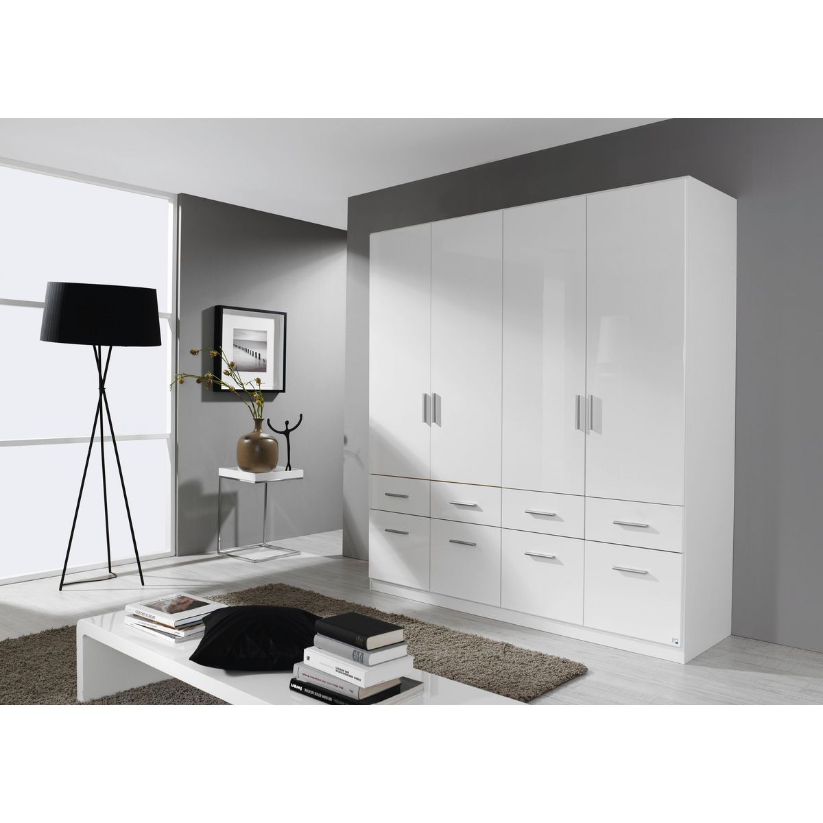 Armoire 4 portes + 8 tiroirs PAK, L181xH197cm 
