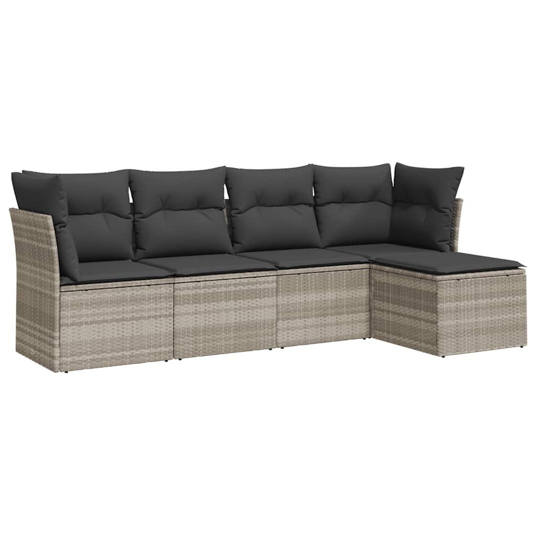 Voir la diapositive 2 : VIDAXL Salon de jardin 5 pcs avec coussins gris clair resine tressee