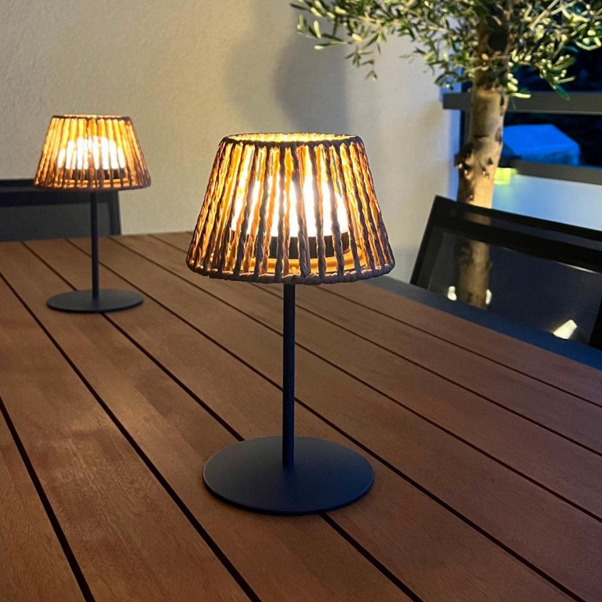 Lumisky Lot de 2 lampes de table RAFFY Beige Corde H23,5 cm