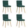 Voir la diapositive 2 : VIDAXL Chaises a manger lot de 4 vert fonce tissu