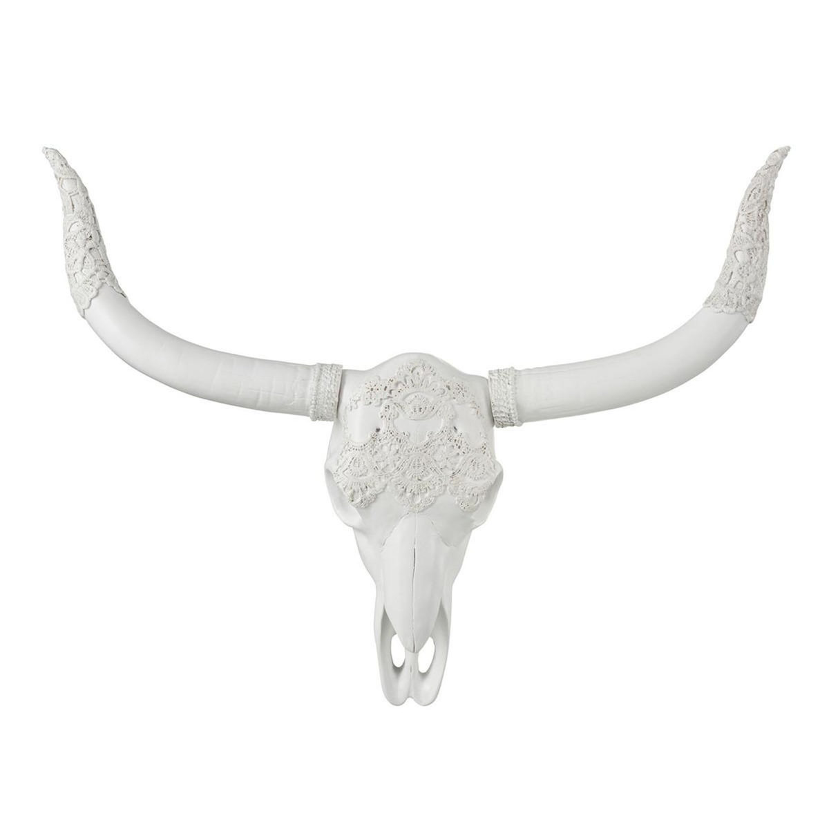 Paris Prix Déco Murale en Résine  Crane  53cm Blanc