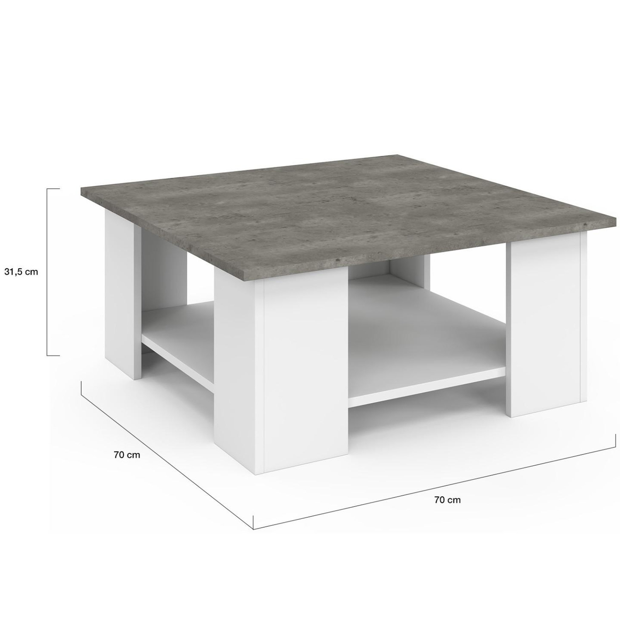 Voir la diapositive 5 : ID MARKET Table basse carrée eli blanche plateau effet béton