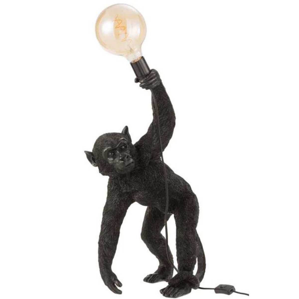 Paris Prix Lampe à Poser Déco  Singe Penché  63cm Noir
