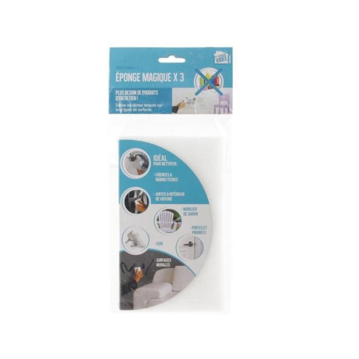 Paris Prix Lot de 3 Éponges Nettoyantes  Magique  6cm Blanc