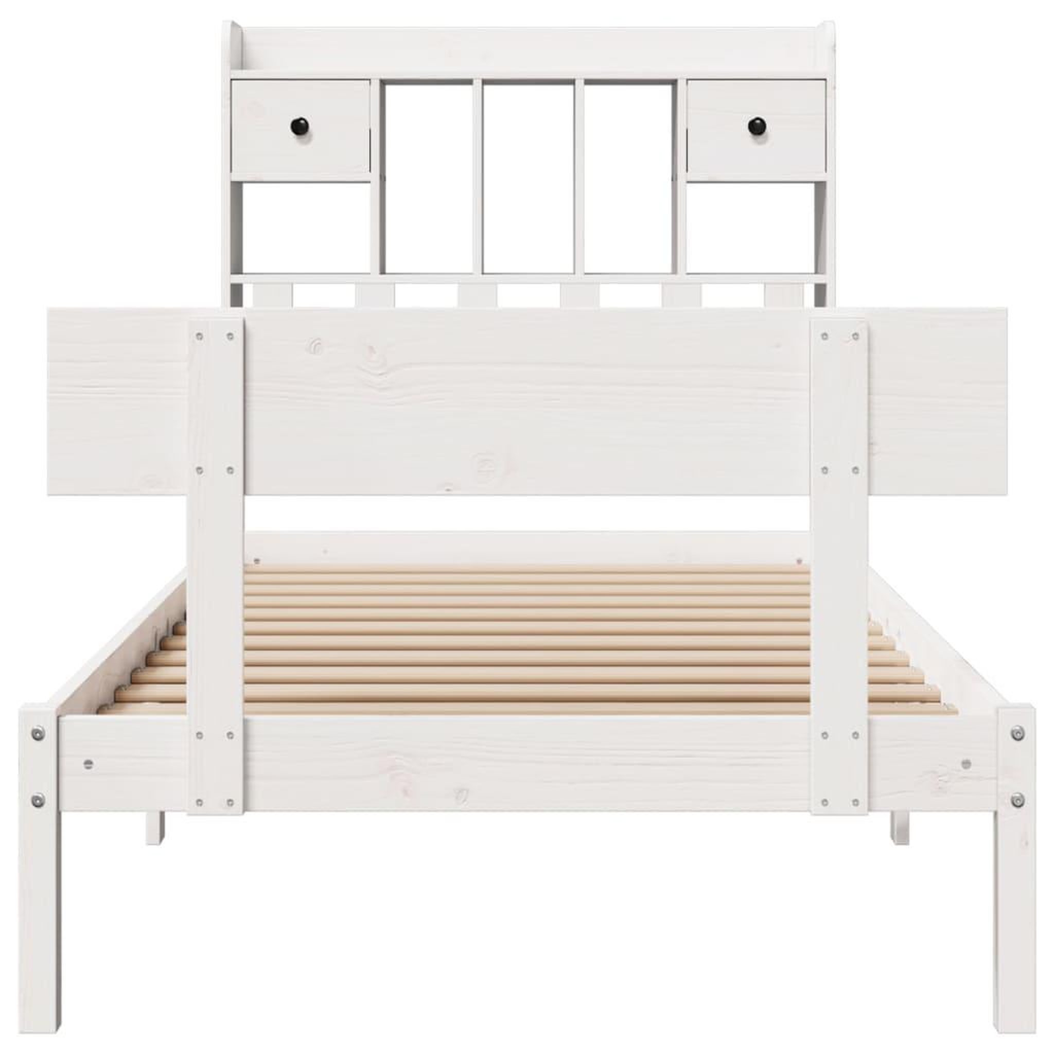 Voir la diapositive 4 : VIDAXL Lit bibliotheque sans matelas blanc 75x190cm bois de pin massif