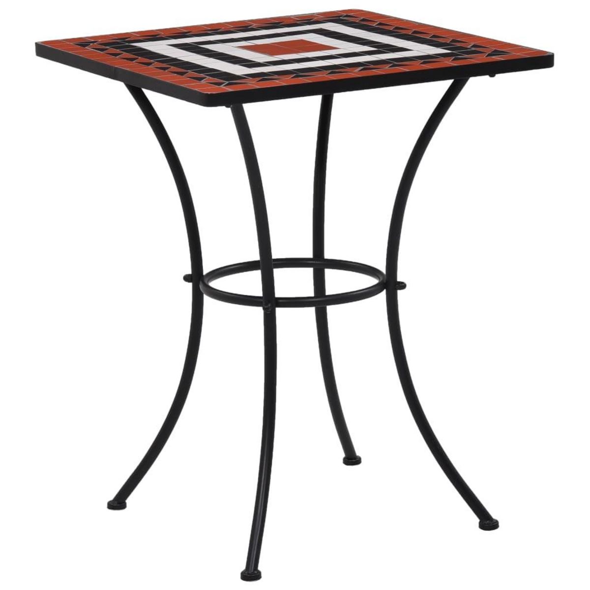 VIDAXL Table de bistro mosaïque Terre cuite et blanc 60 cm Ceramique