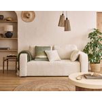 BEST MOBILIER Miro - canapé droit 2 places - en velours texturé. Coloris disponibles : Orange, Vert, Gris, Beige, Bleu, Violet