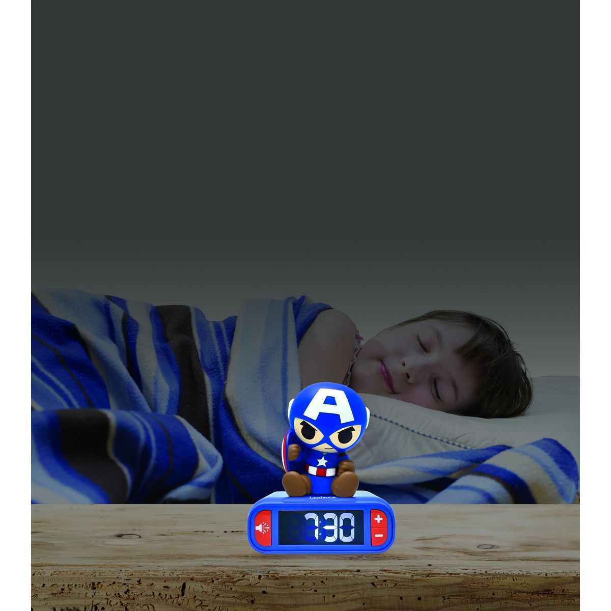 Lexibook Réveil avec Veilleuse Captain America en 3D
