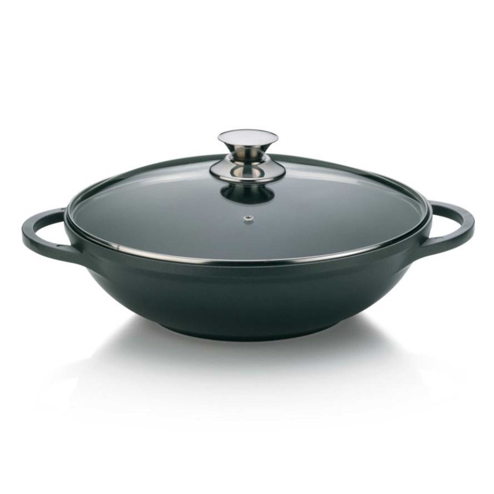Kela line Wok en fonte d'aluminium + couvercle verre 32cm noir - 15157