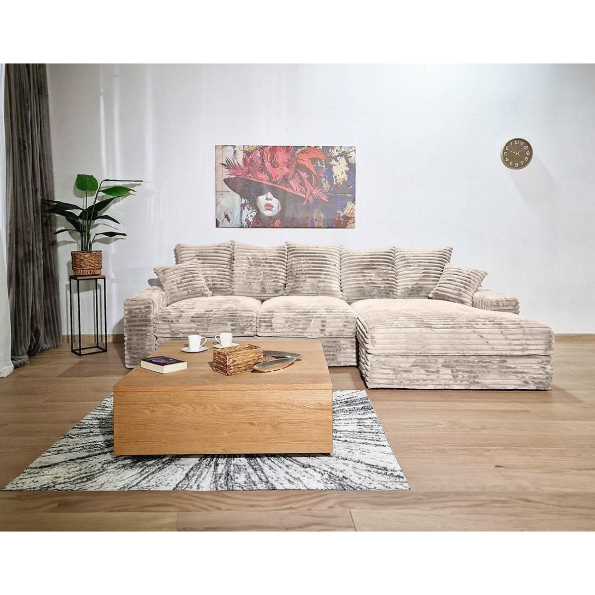 LISA DESIGN Andy - canapé d'angle droit 5 places en fausse fourrure côtelée