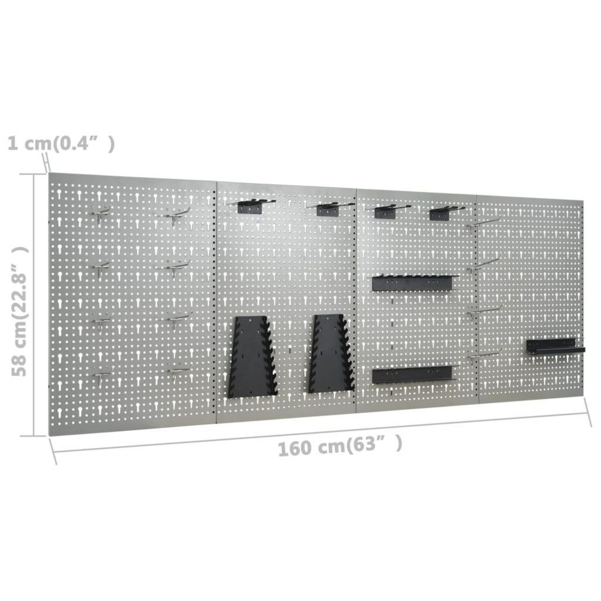 VIDAXL Panneaux perfores muraux 4 pcs 40x58 cm Acier