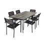 Voir la diapositive 1 : SWEEEK Table de jardin plateau effet bois structure acier 180 cm avec 6 fauteuils en acier incluses