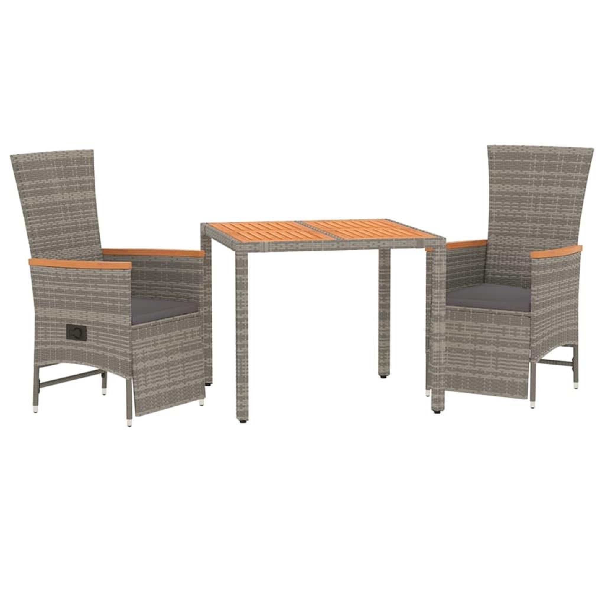 Voir la diapositive 3 : VIDAXL Ensemble a manger de jardin 3 pcs coussins gris resine tressee