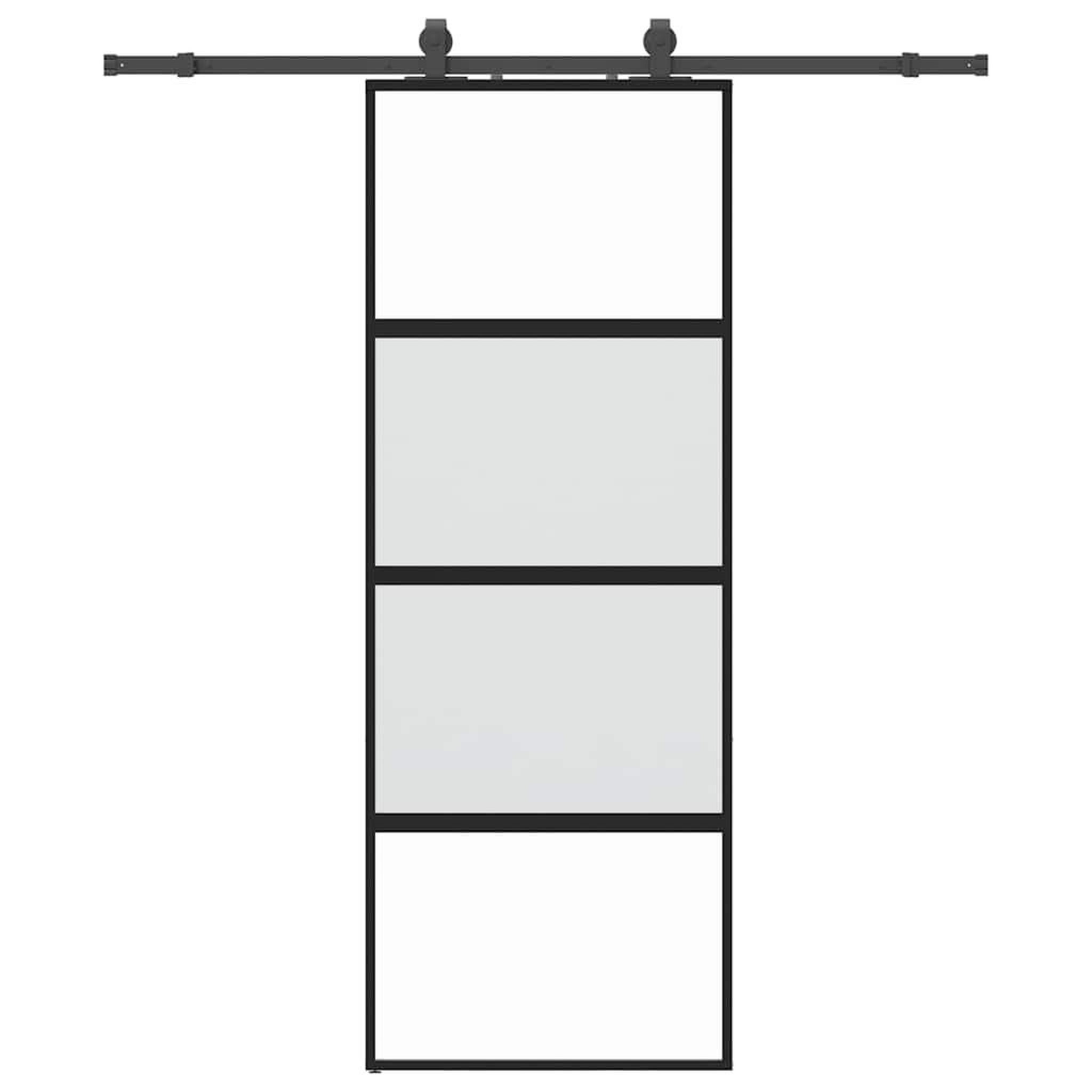 Voir la diapositive 2 : VIDAXL Porte coulissante kit quincaillerie noir 76x205 cm verre trempe