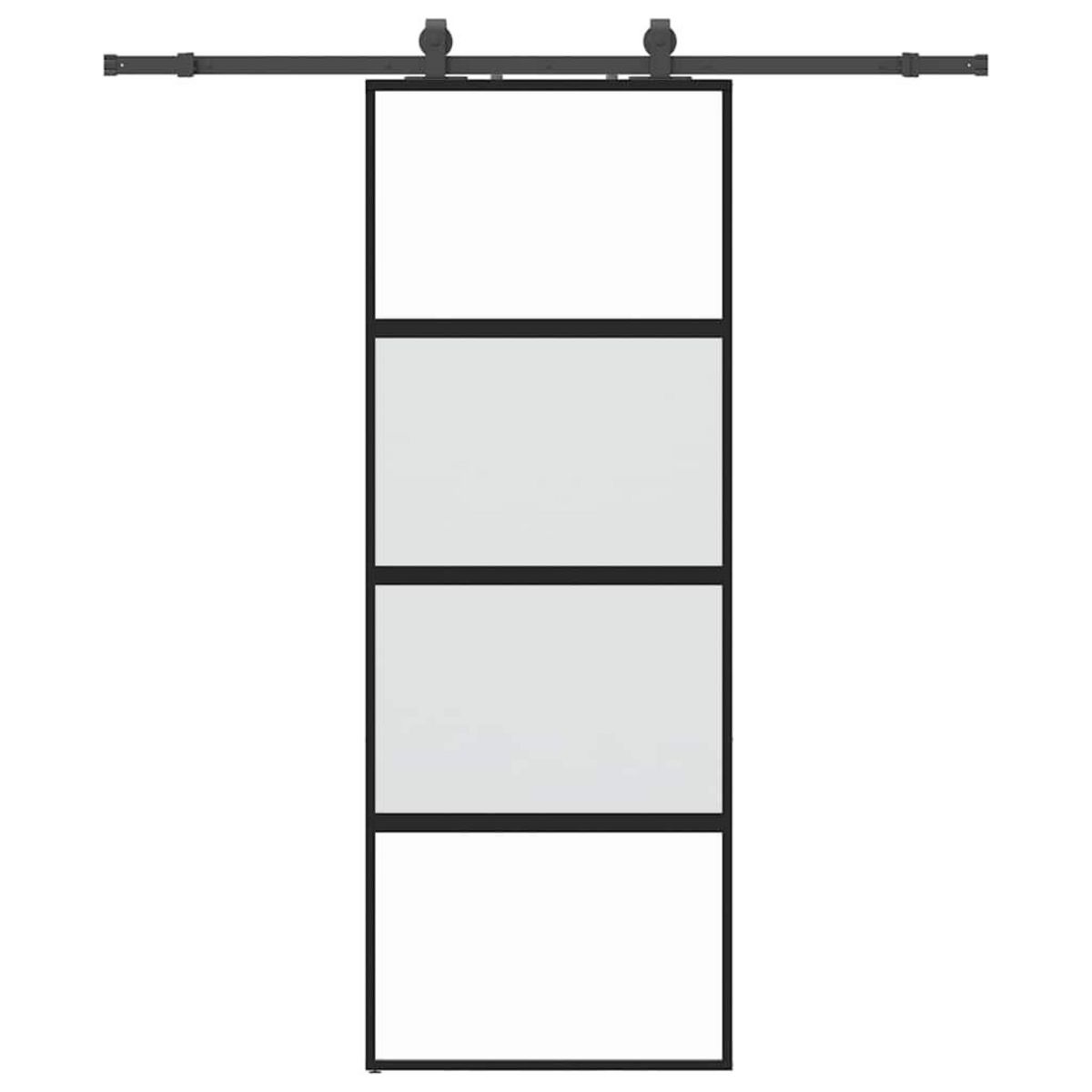 VIDAXL Porte coulissante kit quincaillerie noir 76x205 cm verre trempe