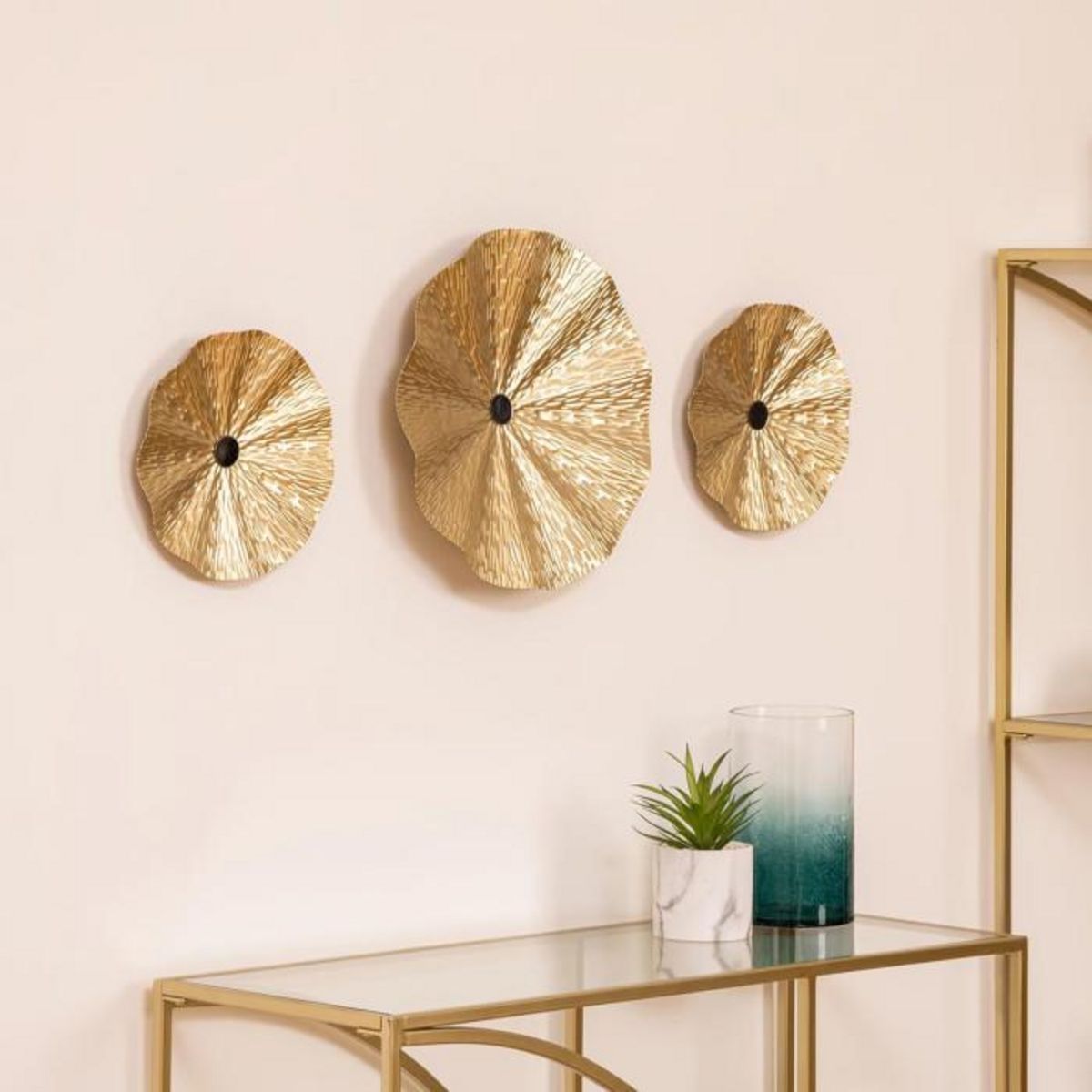 ATMOSPHERA Lot de 3 Décorations Murales  Leslie  33cm Or