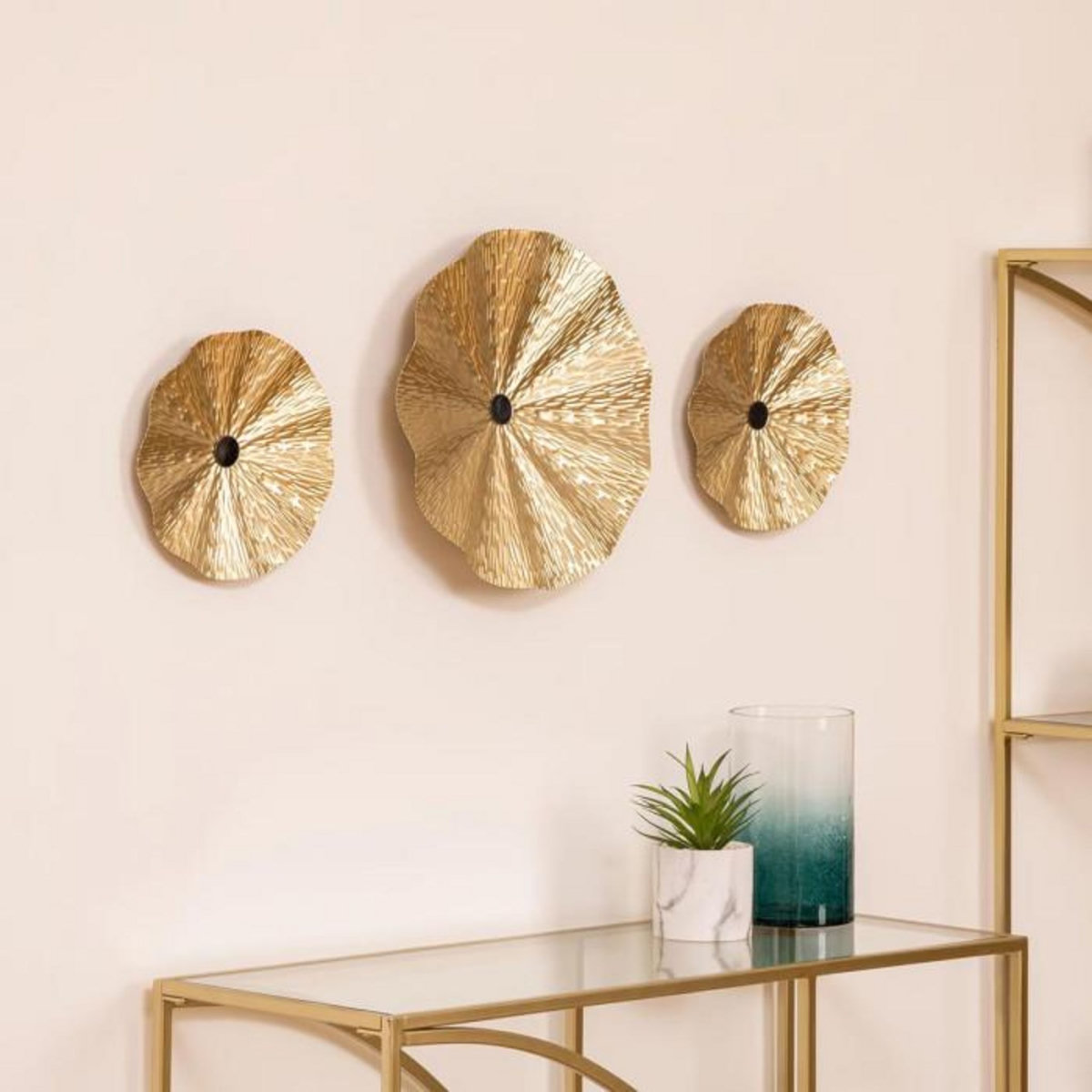 ATMOSPHERA Lot de 3 Décorations Murales  Leslie  33cm Or