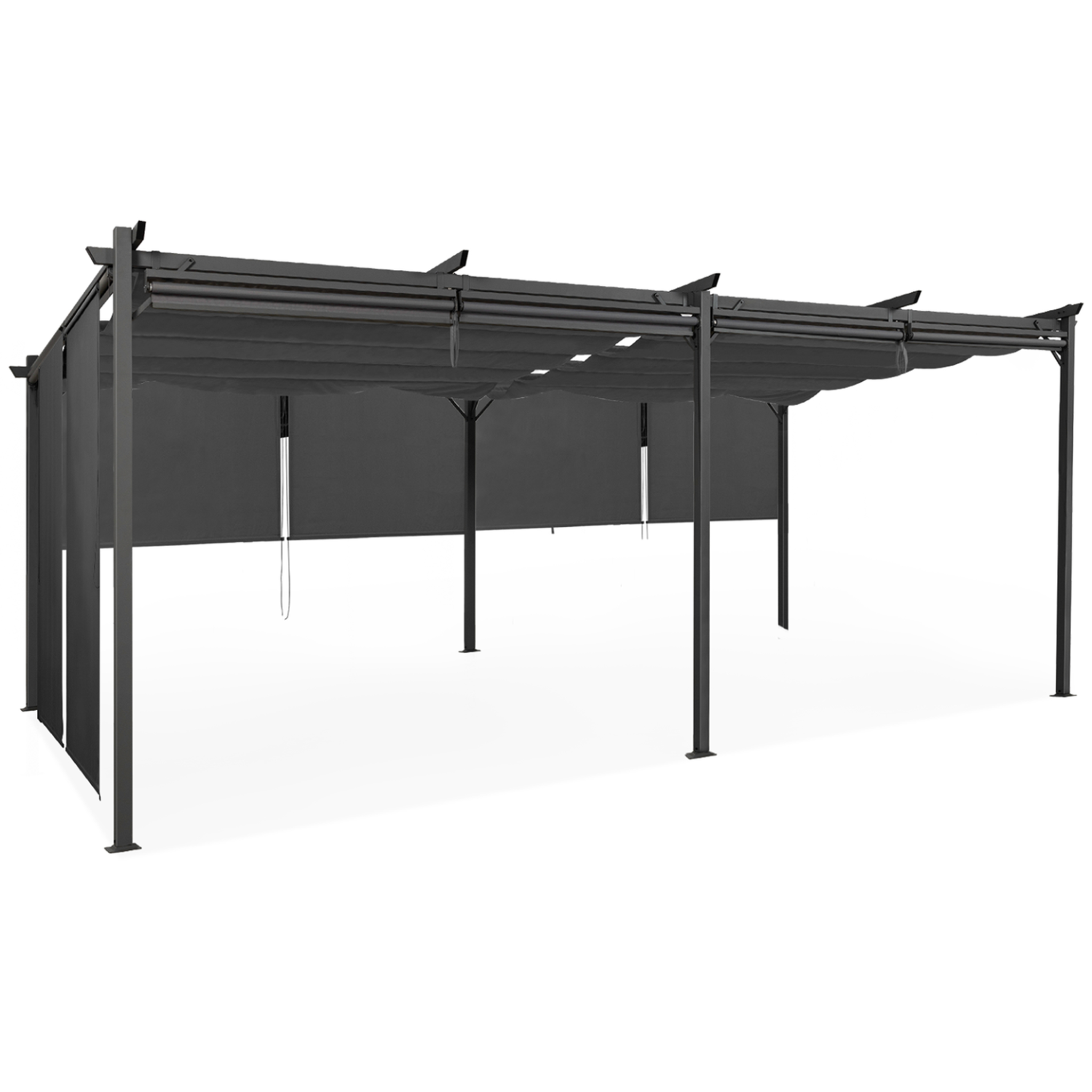ID MARKET Pergola édition spéciale toit rétractable 3x6 m et 6 stores gris anthracite