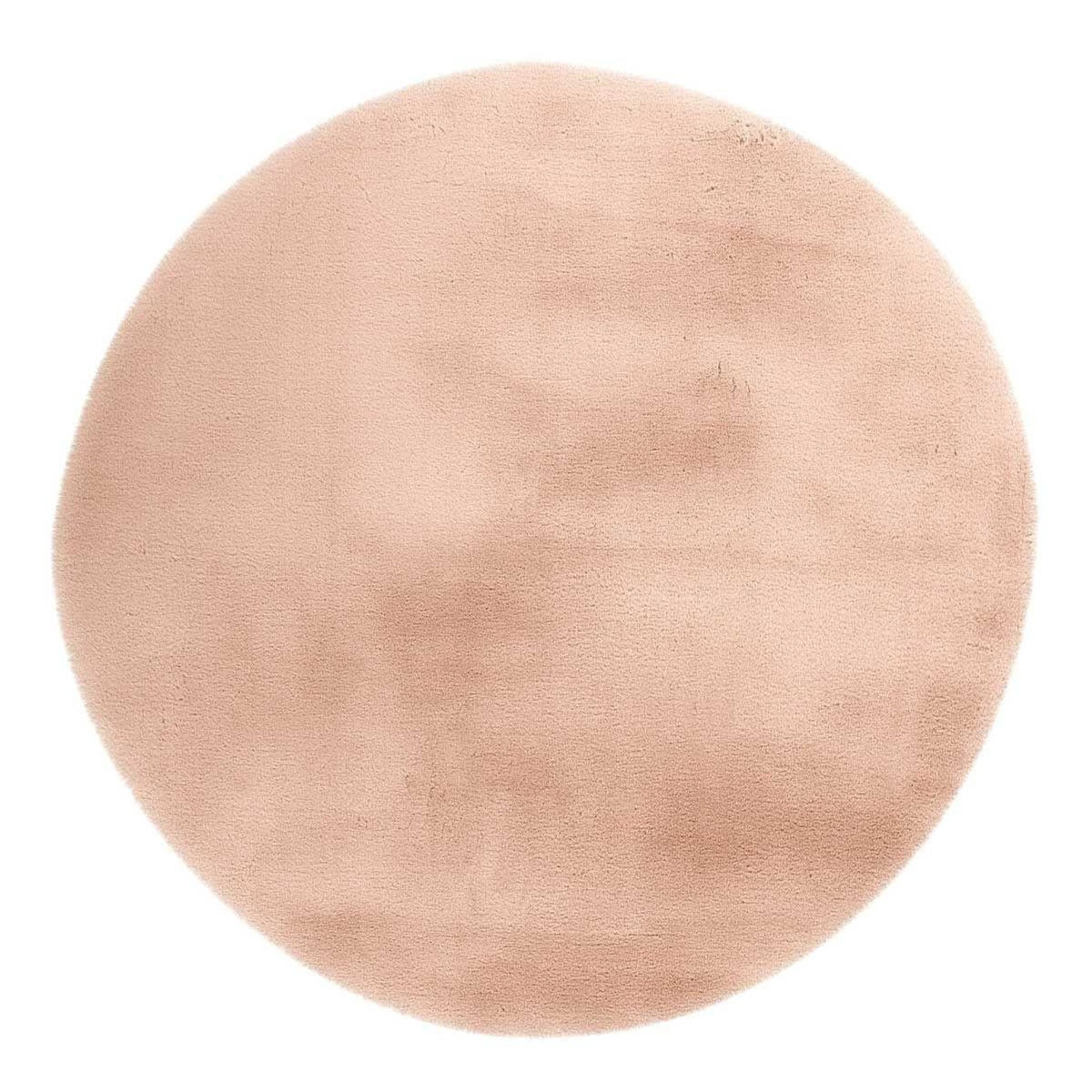 Paris Prix Tapis Uni Rond Doux à Poils Longs  Rabbit  Beige