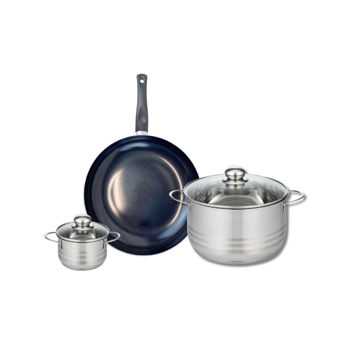 ELO Ensemble de 1 Poêle de cuisson 28 cm et 2 faitouts 12 et 24 cm Elo Prima Brillant
