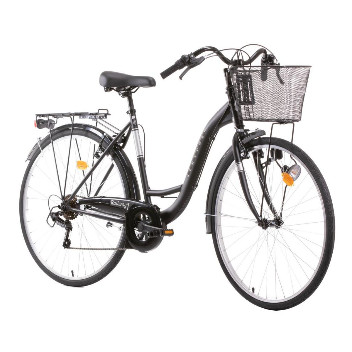 SCRAPPER Vélo de ville - VTC 28'' Rétro  Scrapper Railway 1 LDT Vintage   - 6 vitesses - Enjambement bas – Freins V-Brake - Shimano -  Equipé City