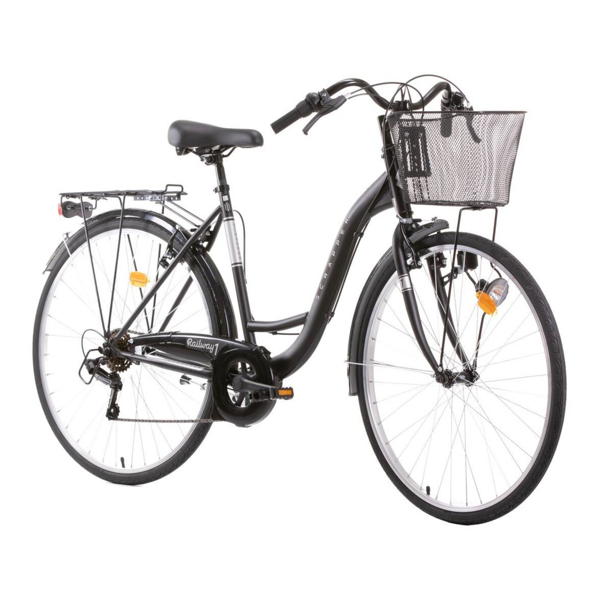 SCRAPPER Vélo de ville - VTC 28'' Rétro  Scrapper Railway 1 LDT Vintage   - 6 vitesses - Enjambement bas – Freins V-Brake - Shimano -  Equipé City