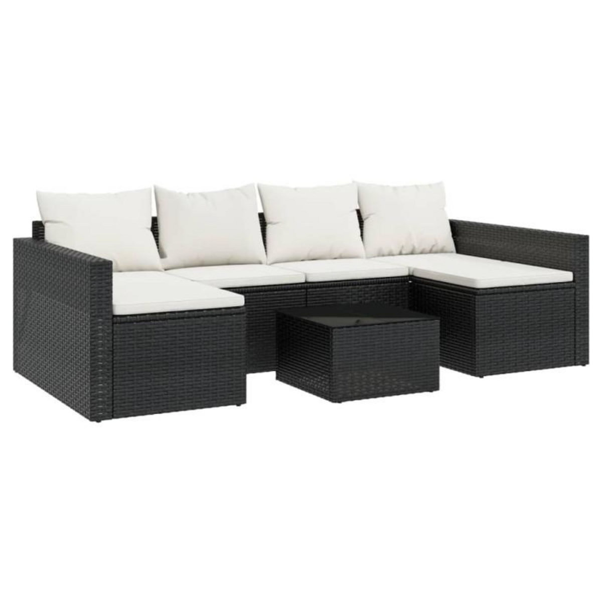 VIDAXL Salon de jardin 2 pcs avec coussins Noir Résine tressée