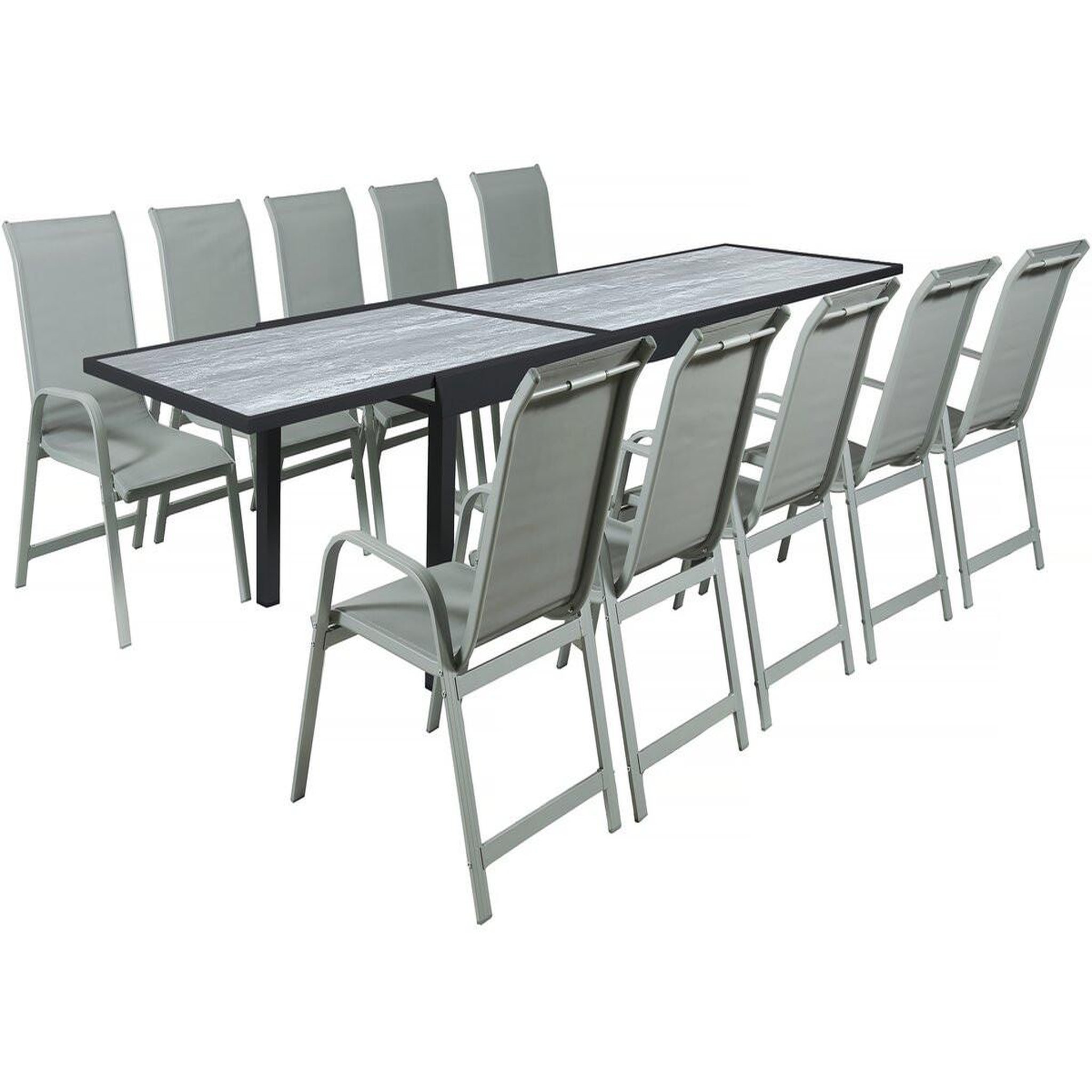 Habitat et Jardin Table extensible et chaises de jardin en aluminium  lagos  - 200/320 x 105 x 76 cm - taupe - 10 places
