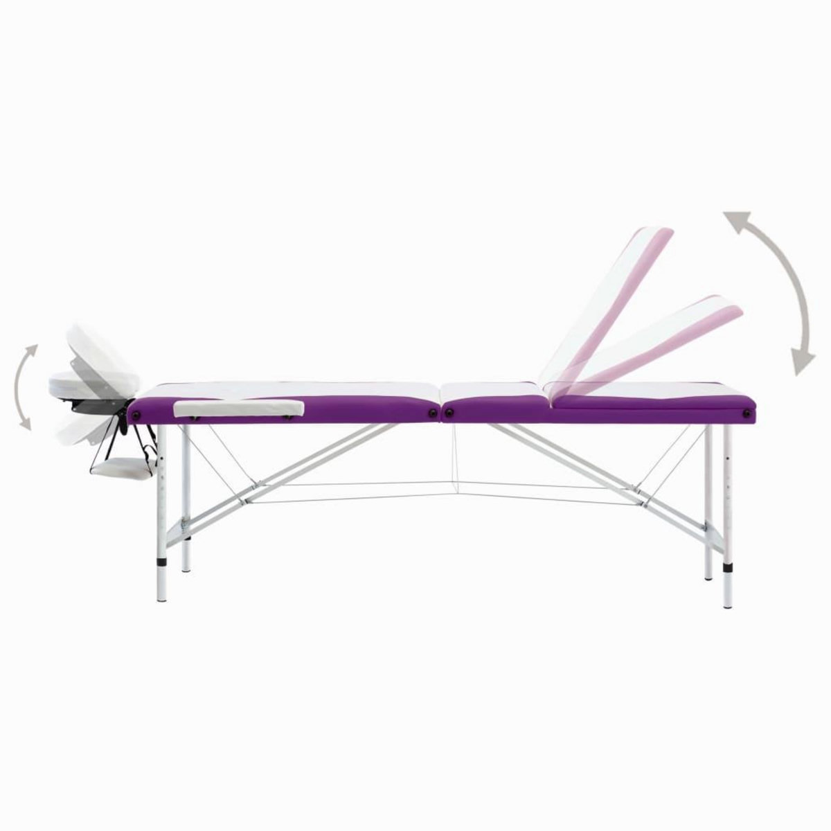 VIDAXL Table de massage pliable 3 zones Aluminium Blanc et violet