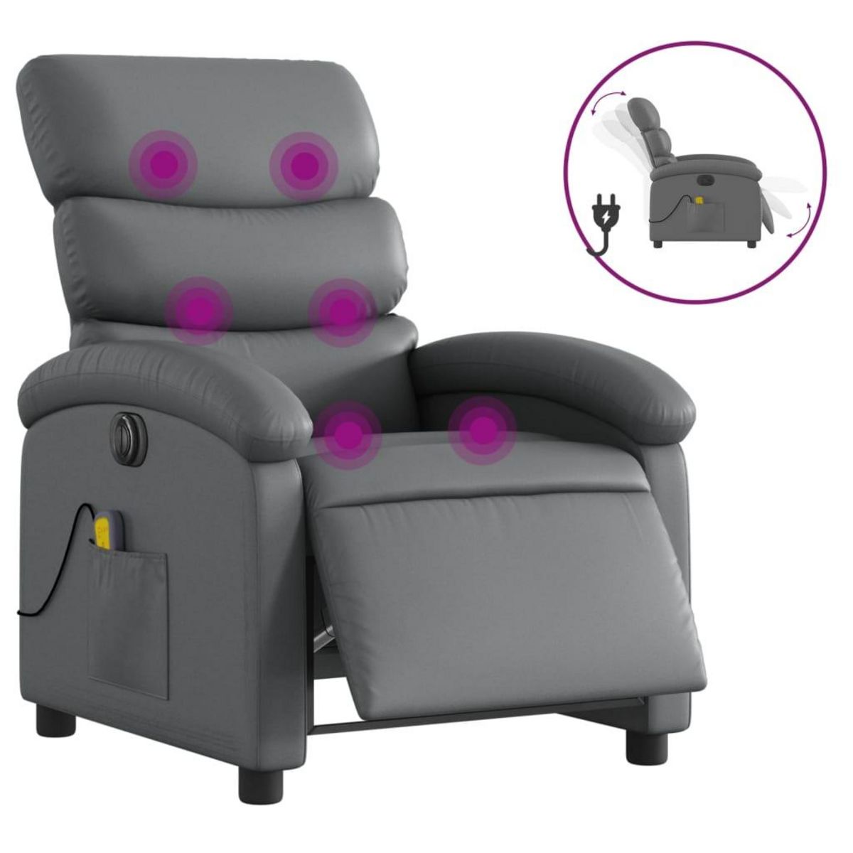 VIDAXL Fauteuil de massage inclinable electrique gris similicuir
